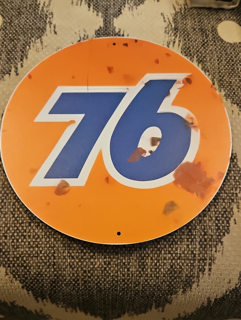 Vintage Style Orange and Blue '76' Wall Decor Sign